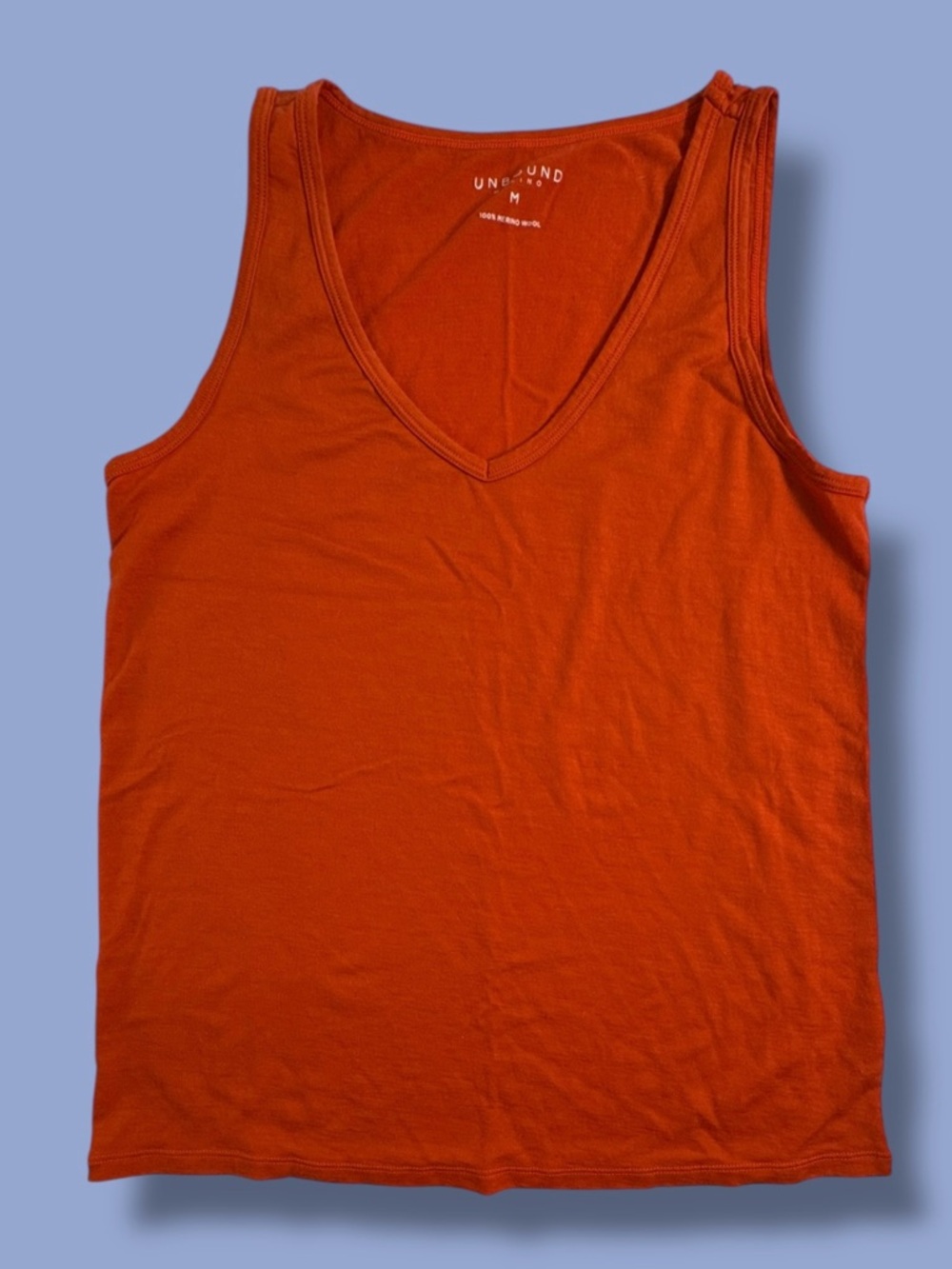 Unbound Merino Merino Wool Tank Top Size M Orange Minimalist Travel V Neck